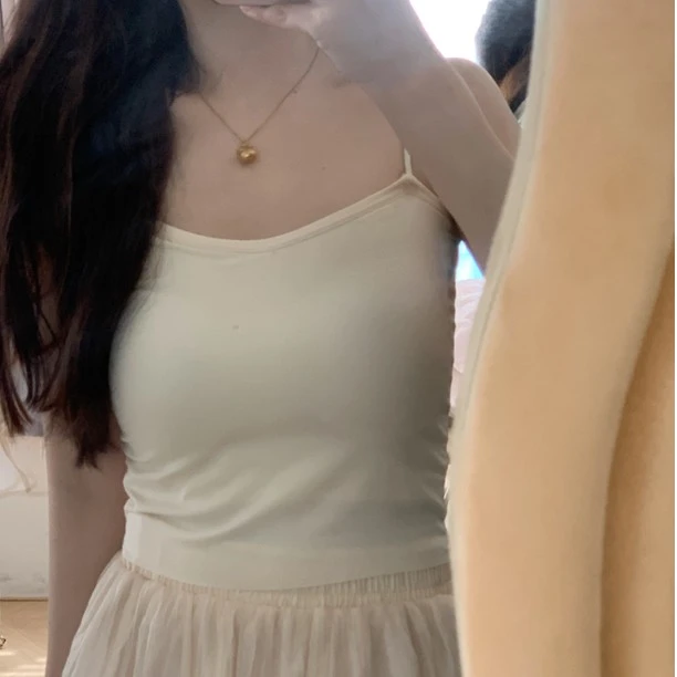 法式高级感百搭带胸垫背心内搭女夏季美背白色修身纯色吊带显瘦