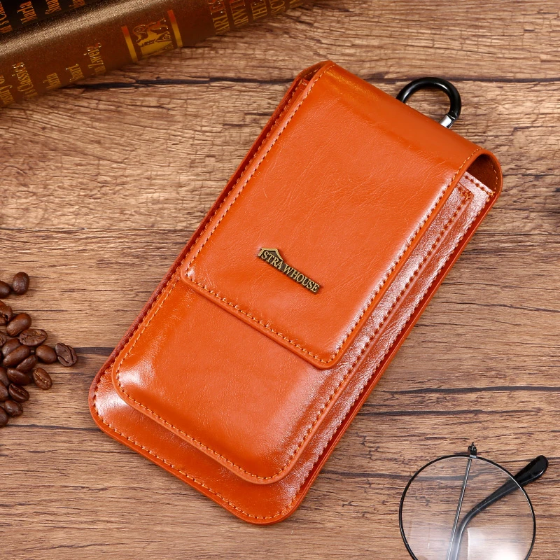 男式腰间腰包6.75英寸手机包穿皮带手机套皮质防水多功能挂包竖款