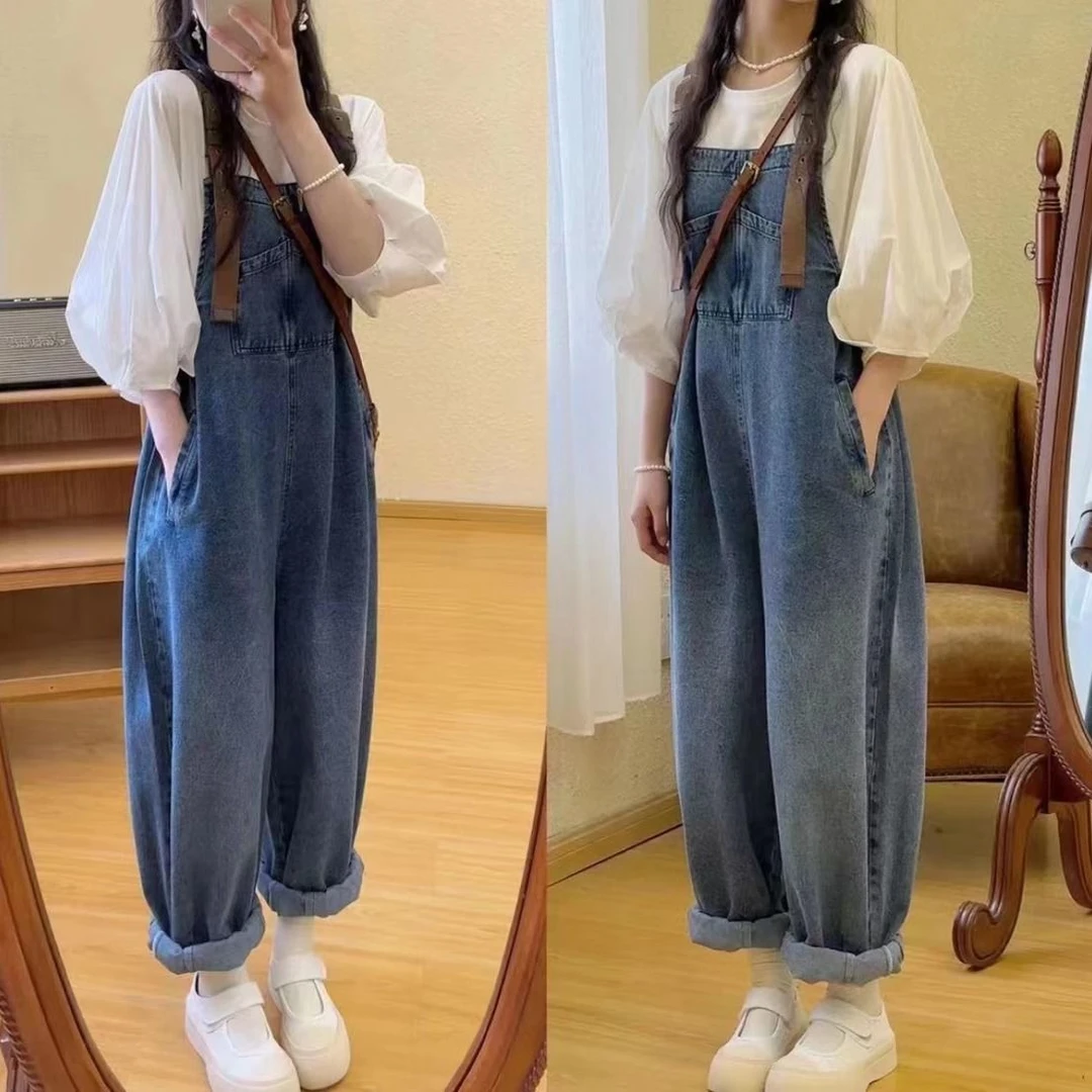 背带裤女款爆款2024新款大码女装宽松遮肚显瘦女士时尚百搭服装潮