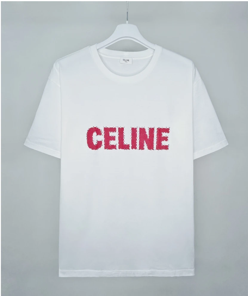 全新未使用 Celine/思琳 24秋冬水钻红字母短袖T恤 2X15M