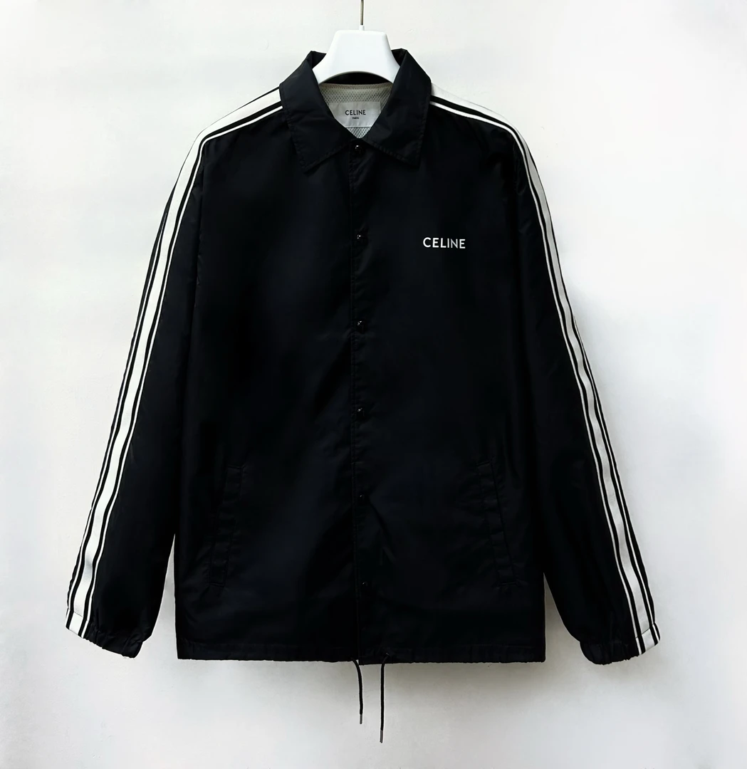 全新未使用 Celine/思琳 24秋冬胸前字母侧边条纹休闲外套2W01C