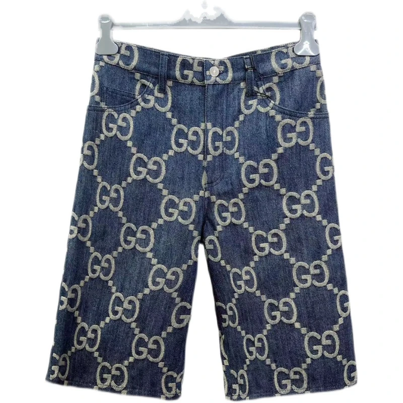 全新未使用 GUCCI/古驰 春夏经典双Logo休闲短裤674371男士牛仔