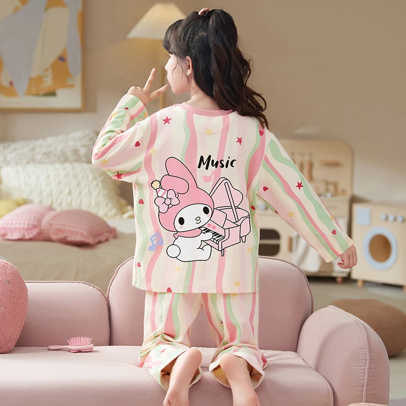 YUZHAOLIN/俞兆林2025春秋季女童中大童纯棉长袖公主风睡衣两件套