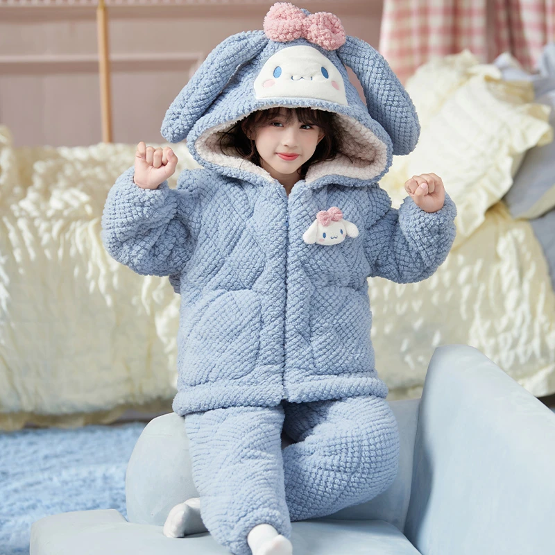 YUZHAOLIN/俞兆林可爱公主风冬季新品珊瑚绒三层夹棉女童居家睡衣