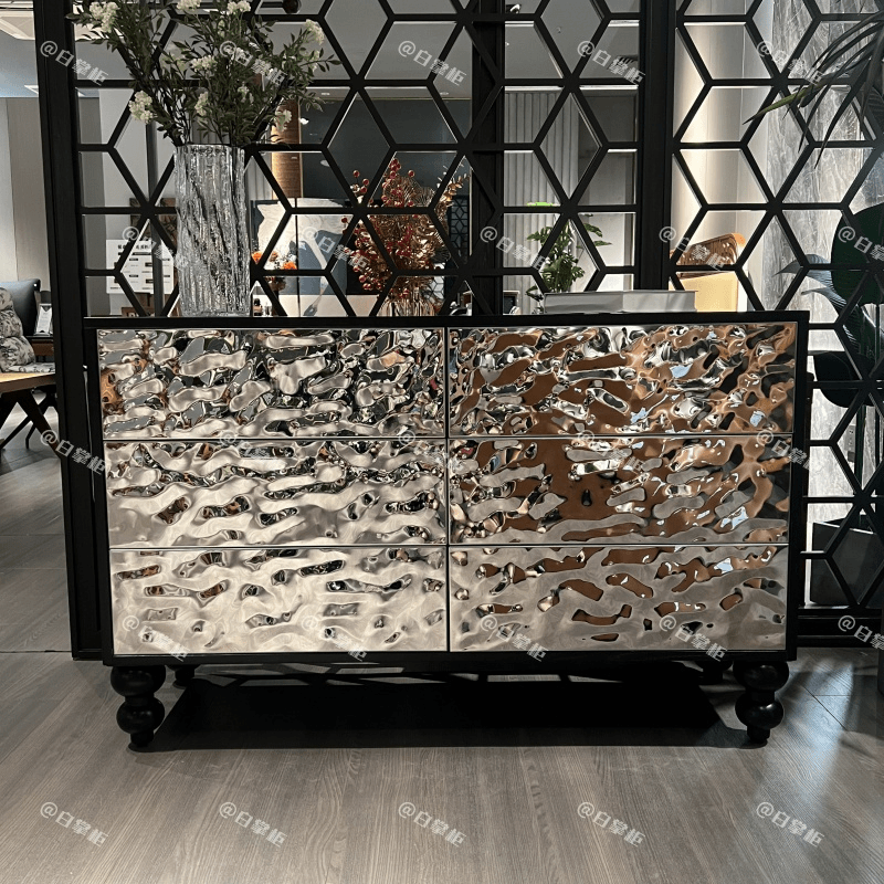 白掌柜【水波纹六斗柜】不锈钢镜面斗柜创意置物收纳柜卧室装饰桌