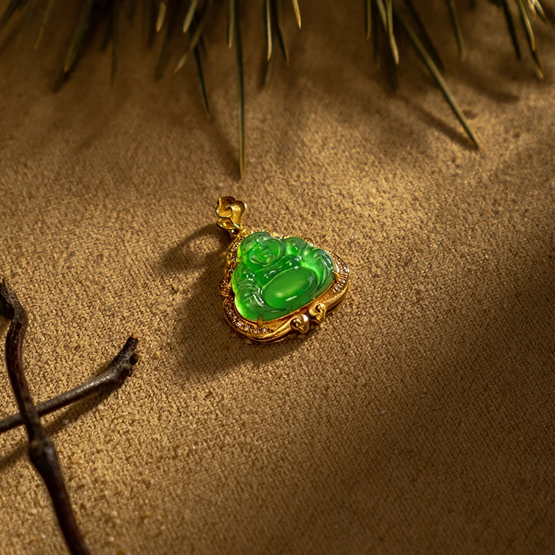 【熙么】淳君 翡翠吊坠 18K金镶嵌P01D-1965多样性发其一