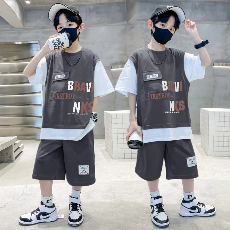 男款男童夏装潮牌套装新款儿童夏季短袖中大童男孩洋气夏款潮衣