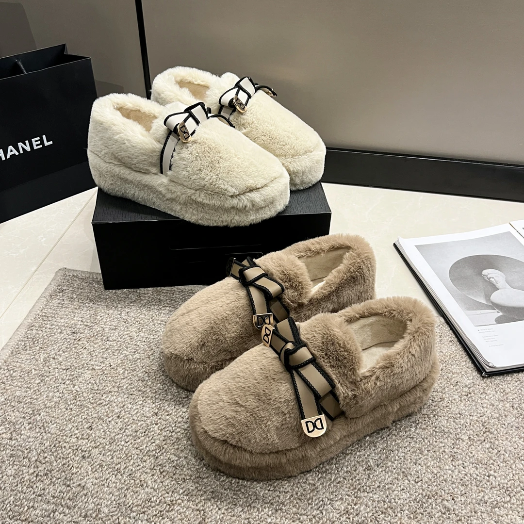 一脚蹬加绒豆豆鞋女2023秋冬新款孕妇鞋爆款毛毛鞋羊羔毛平底棉鞋