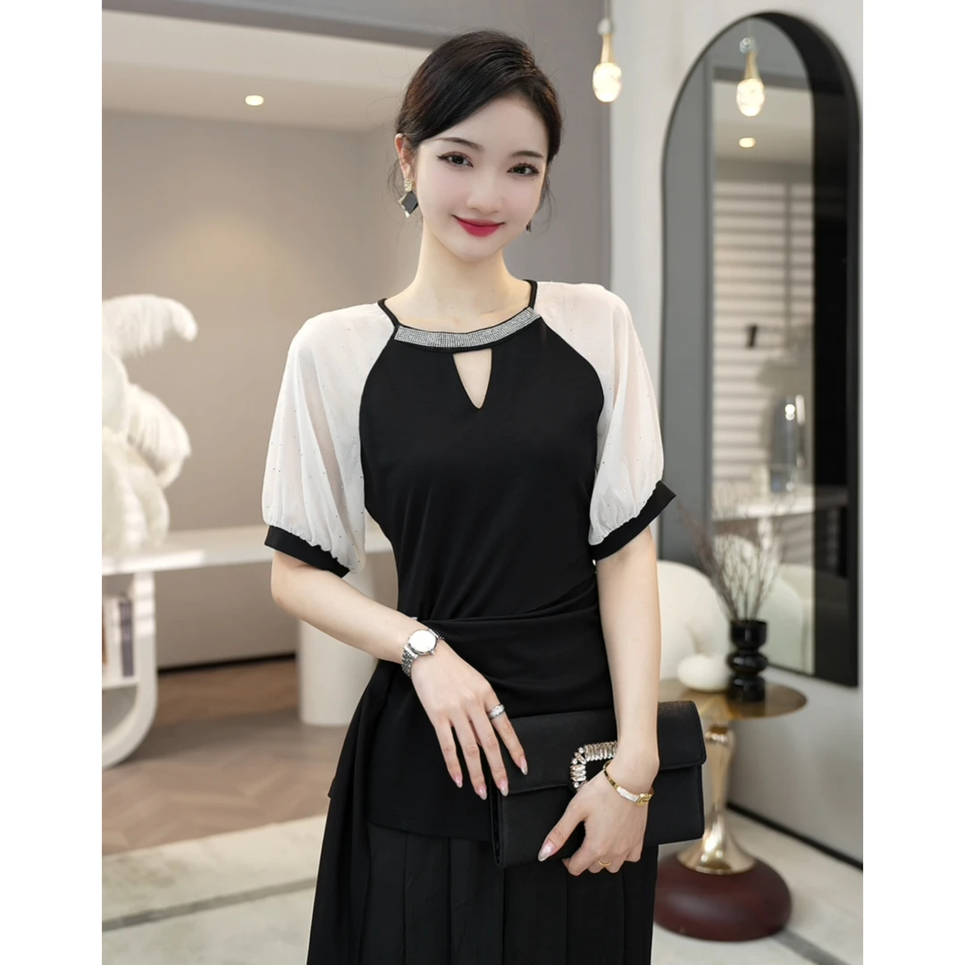 现货2025年夏季新款【Q24-X303】高级感气质洋气法式时尚衬衫上衣女