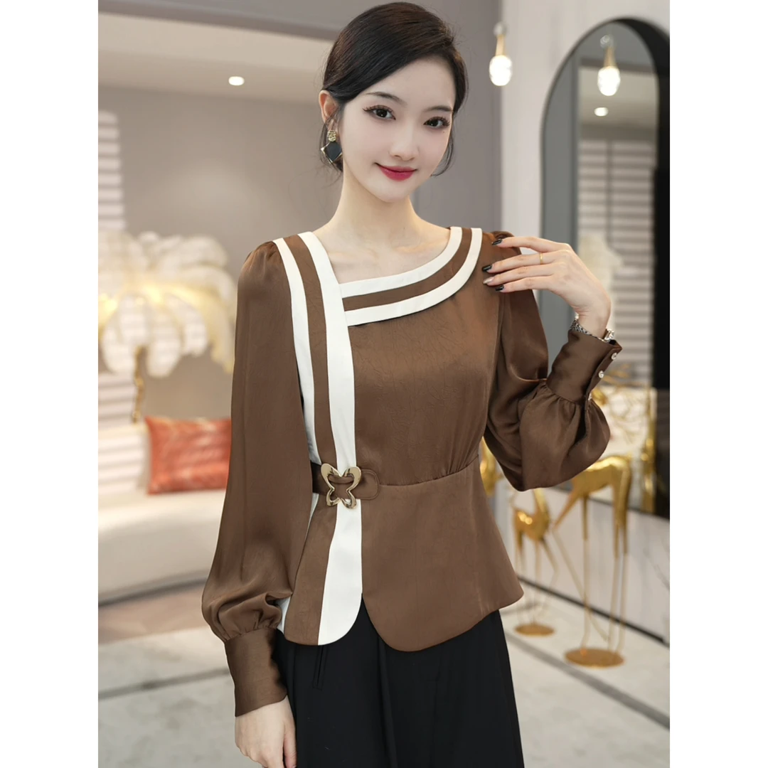 唐熹现货2026早秋新款【LT24-Q472】法式洋气时尚肌理缎衬衫上衣