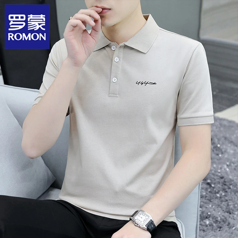 罗蒙夏季短袖翻领polo衫男士薄款透气商务休闲纯色简约百搭T恤男