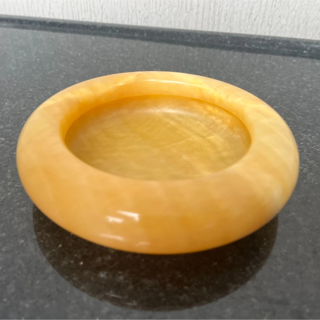 天然米黄玉石烟灰缸家用大号时尚车载办公桌居家创意定制刻字礼品