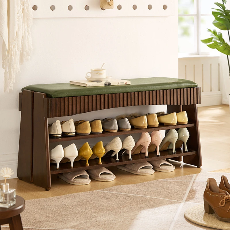 换鞋凳可坐鞋柜登入户门口创意个性窄款储物凳高端实木凳子整装