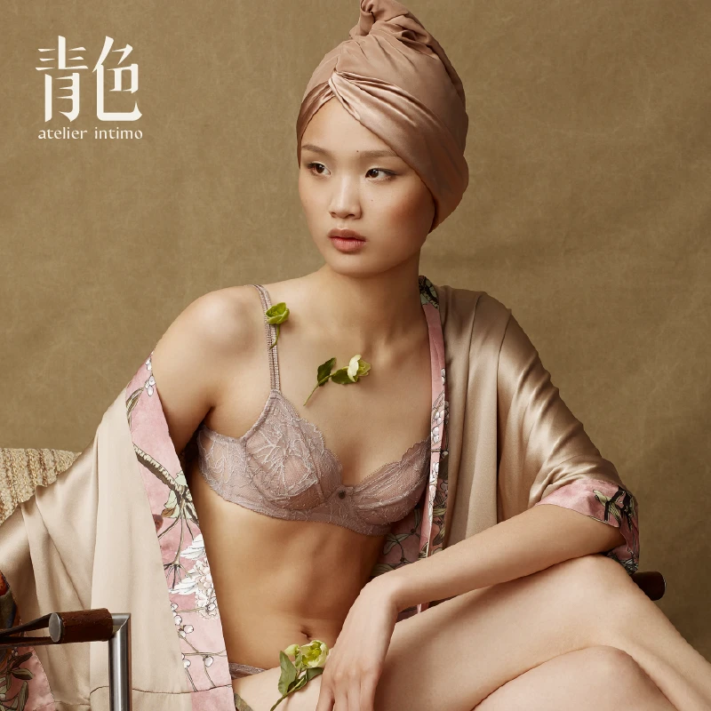 atelier intimo/青色【马蹄莲3/4杯】蕾丝内衣薄款软钢圈内衣女