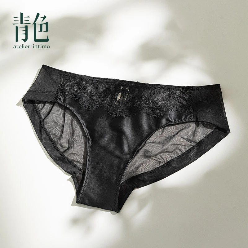 atelier intimo/青色【瑶草底裤】蕾丝薄款舒适低腰女士三角裤