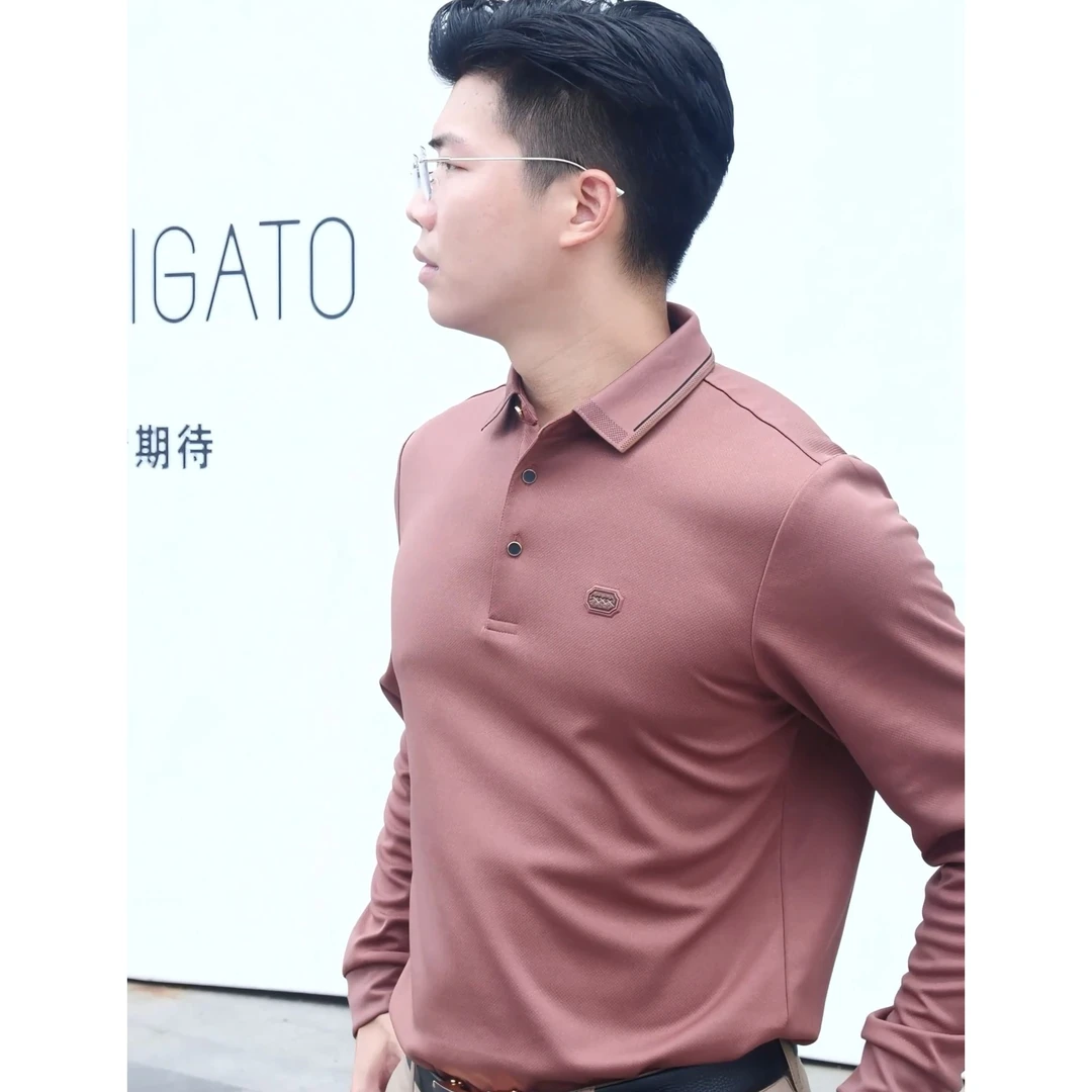 【设计师款 】长袖POLO衫秋冬新款翻领休闲时尚运动男士男款商务