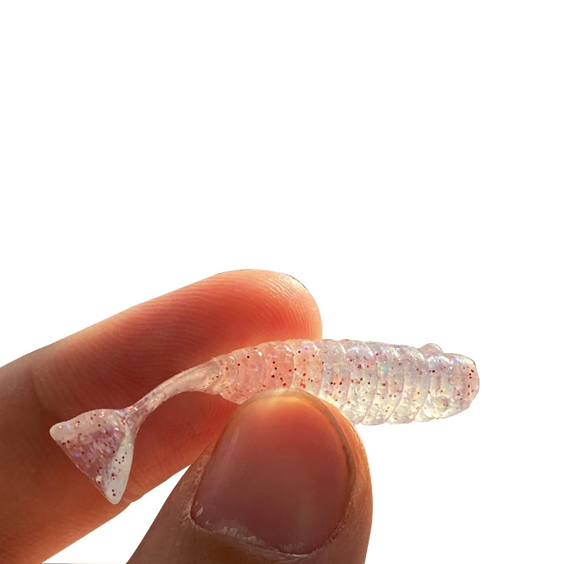 （随机50条)T尾微物根钓仿生软饵路亚饵4CM 1g软虫鳜鱼黑头鲈鱼