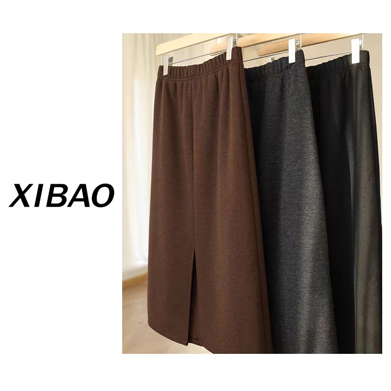 【祺祺专属】一条搭所有！醋酸羊 绒松紧高腰裙子半身裙女冬新