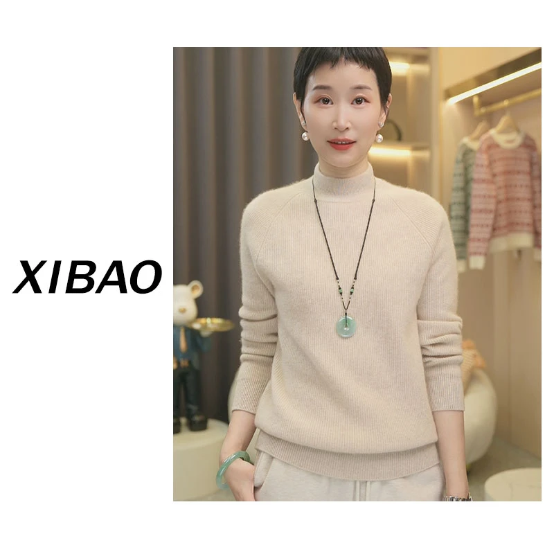 【皇室小山羊绒】100%羊绒双股加厚元宝针半高领插肩羊绒衫mc2456