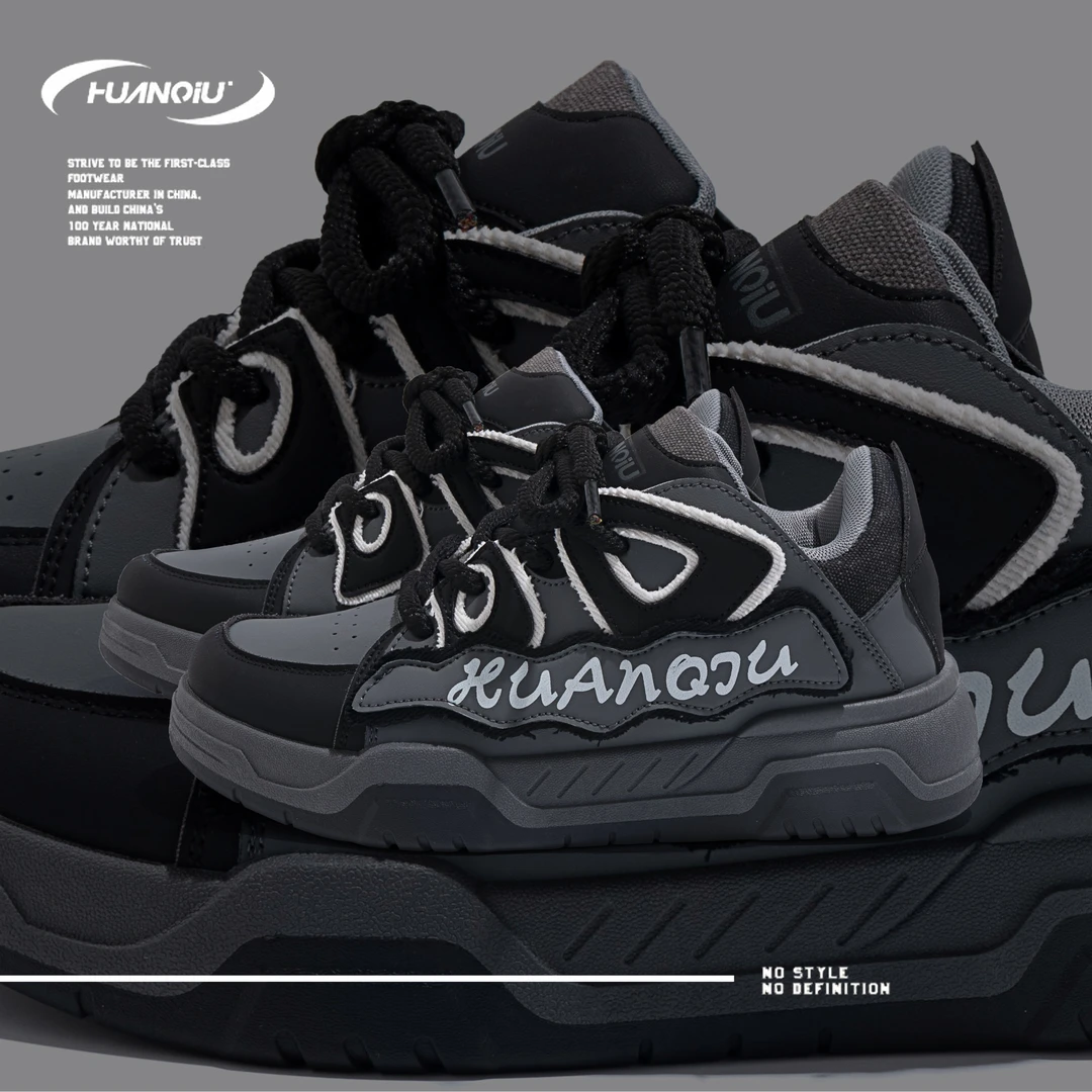环球厚底板鞋男韩版潮2023新款男鞋面包鞋秋季潮流百搭运动休闲鞋
