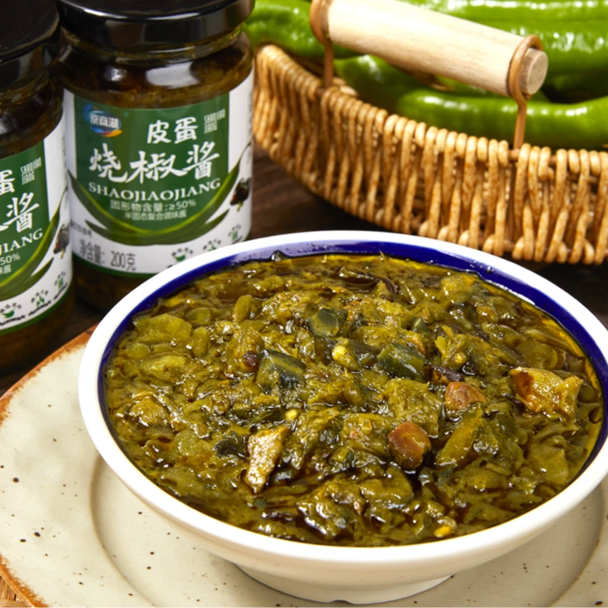 皮蛋烧椒酱200g瓶装辣椒酱拌饭酱皮蛋拌面酱虎皮青椒酱