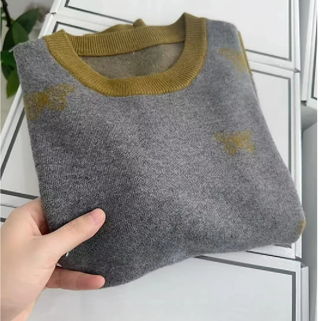 【蝴蝶】2024新款秋冬秋季新款撞色气质时尚百搭针织衫毛衣1