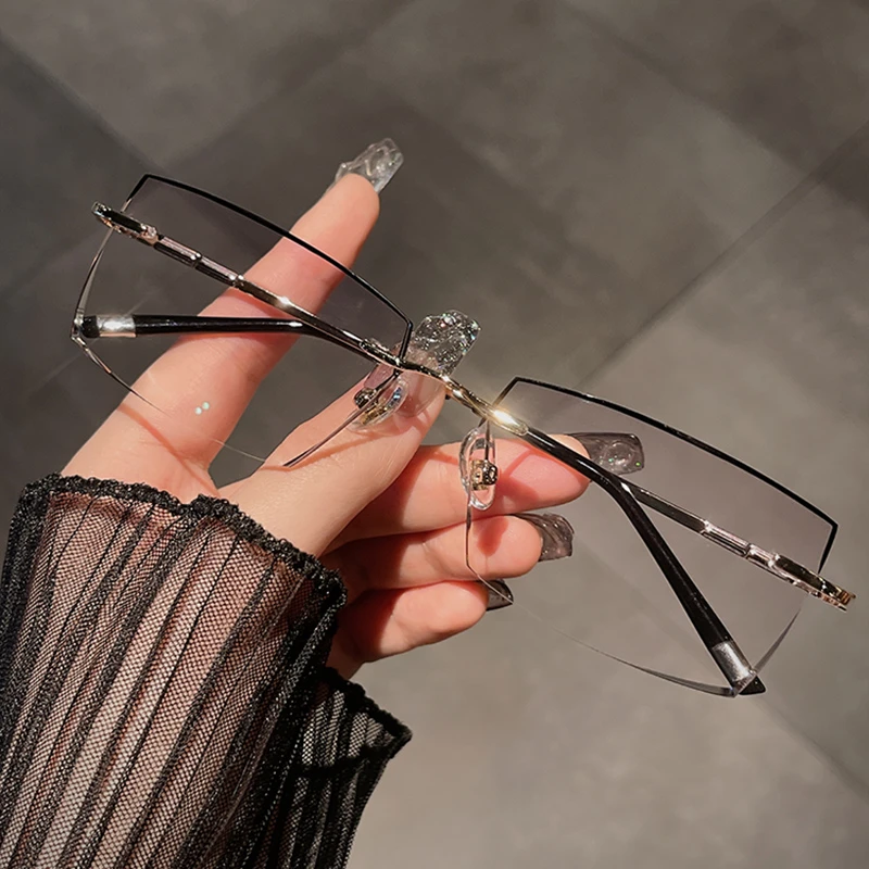 3-切边无框近视眼镜商务男大框防蓝光斯文眼睛框架金丝5053-974