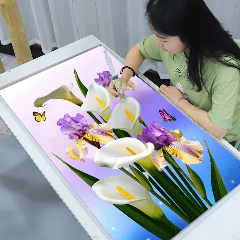 新款5D钻石画花马蹄莲手工DIY点钻石十字绣卧室餐厅装饰点贴钻画
