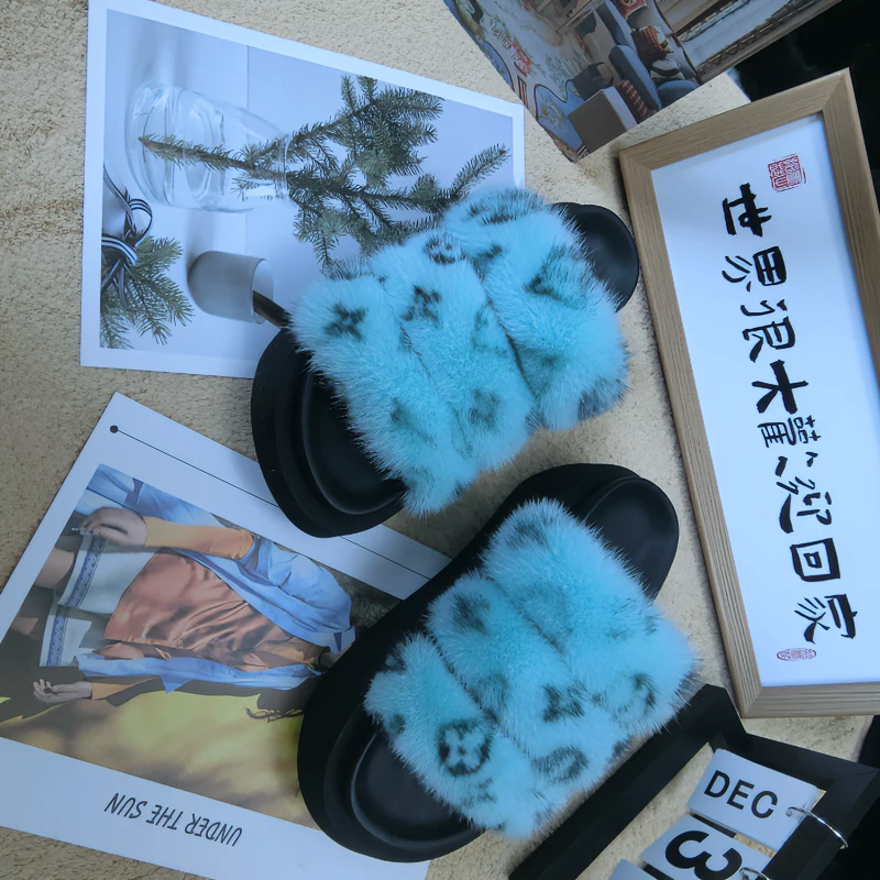 《米洛其家》高端时尚七公分毛毛拖鞋夏季新款防滑百搭加厚网红外穿