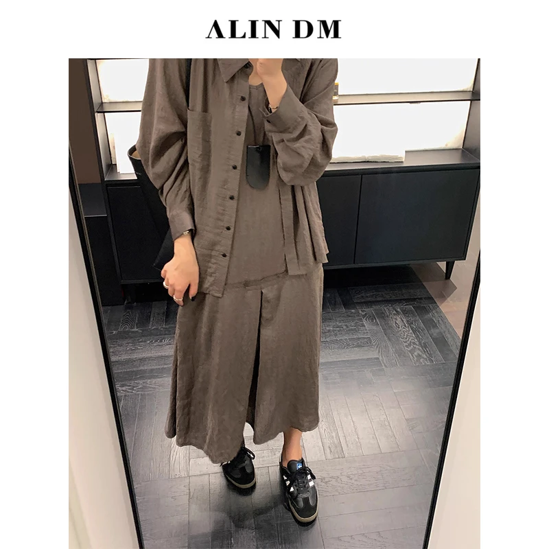 ALINDM【墨色云烟吊带】大码微胖mm气质吊带连衣裙-AS25879-1