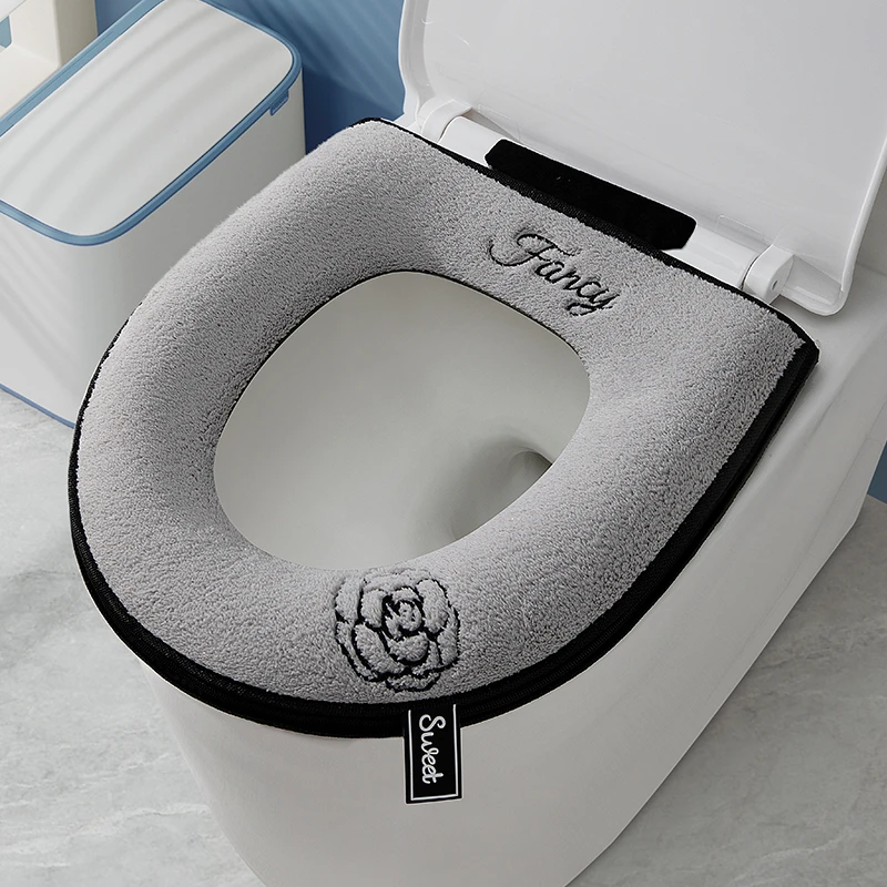 轻奢小香风马桶垫加厚柔软亲肤马桶坐便套垫家用毛绒拉链式马桶圈
