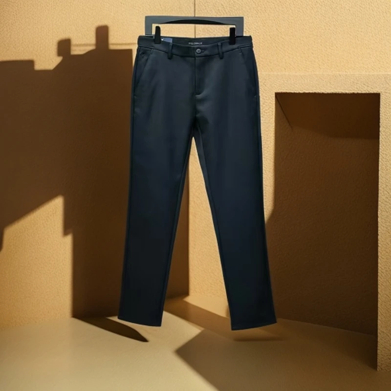 【休闲裤0361】男士轻奢秋冬商务经典欧货百搭小直筒黑青休闲裤