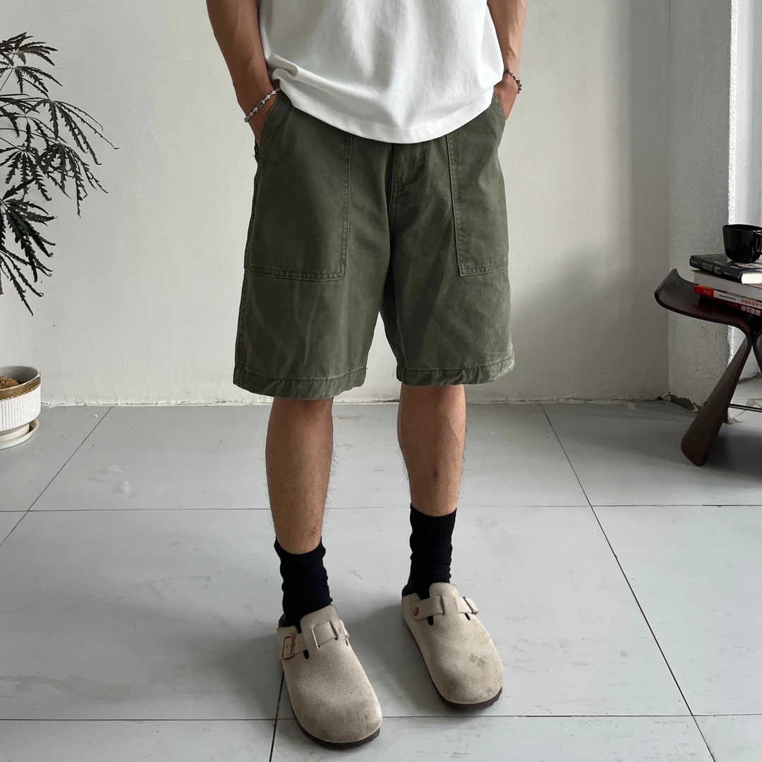 【OKBRO】“og107军事短裤”  做旧水洗工装棉布百搭直筒通勤休闲短裤