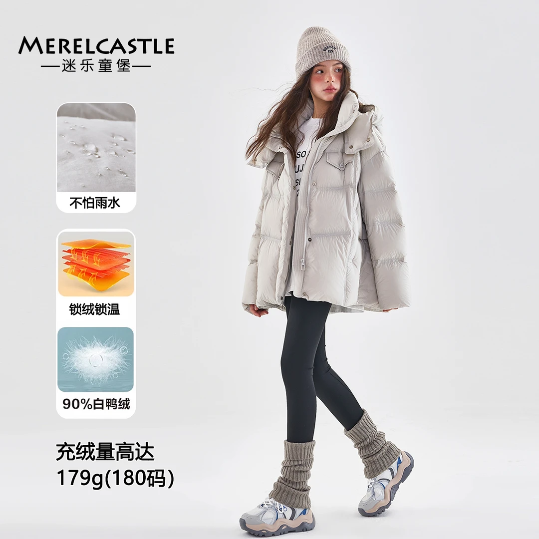 C3982女童羽绒服加厚冬季2024新款初中生冬装女大童高级感外套