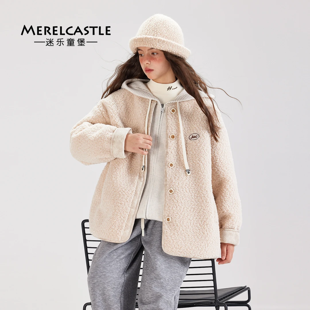 C4251女童夹棉毛毛外套中大童加厚保暖时尚冬季皮毛一体棉服