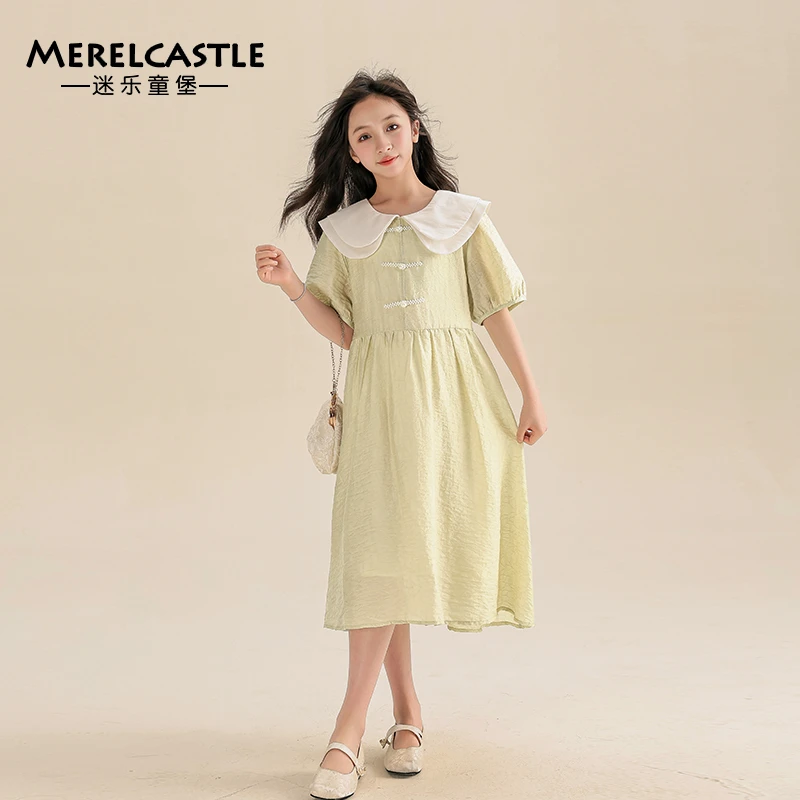 C3550女童夏季连衣裙新款儿童甜美休闲裙子中大童薄款长连衣裙