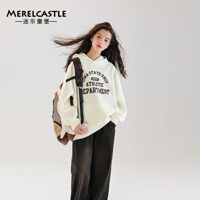 C3158女童秋装卫衣新款洋气儿童衣服女大童春秋款时髦连帽上衣