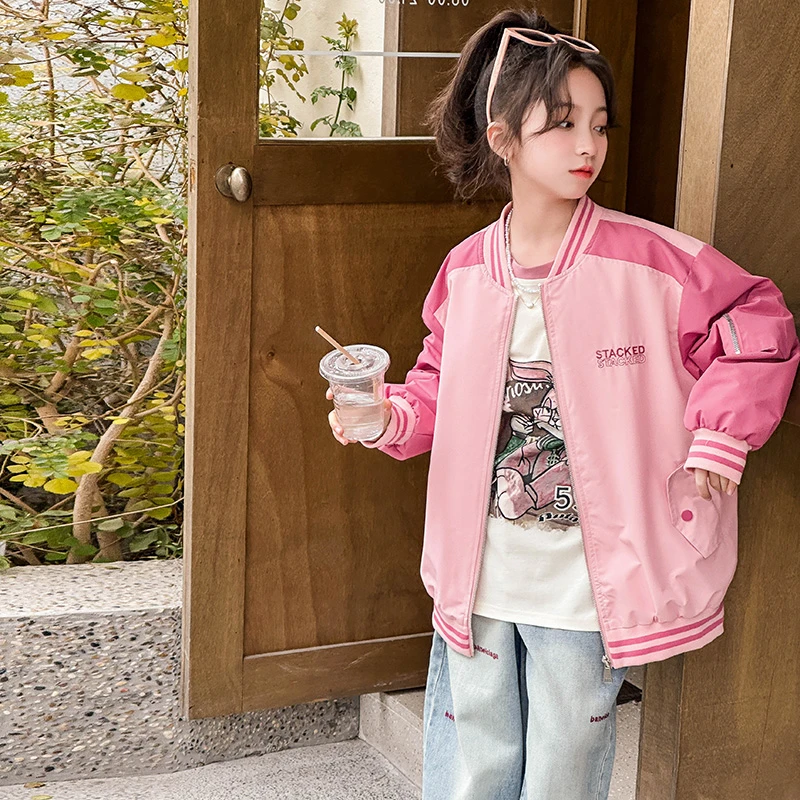 C3159儿童春季洋气棒球服外套新款中大童韩版休闲时尚春款上衣