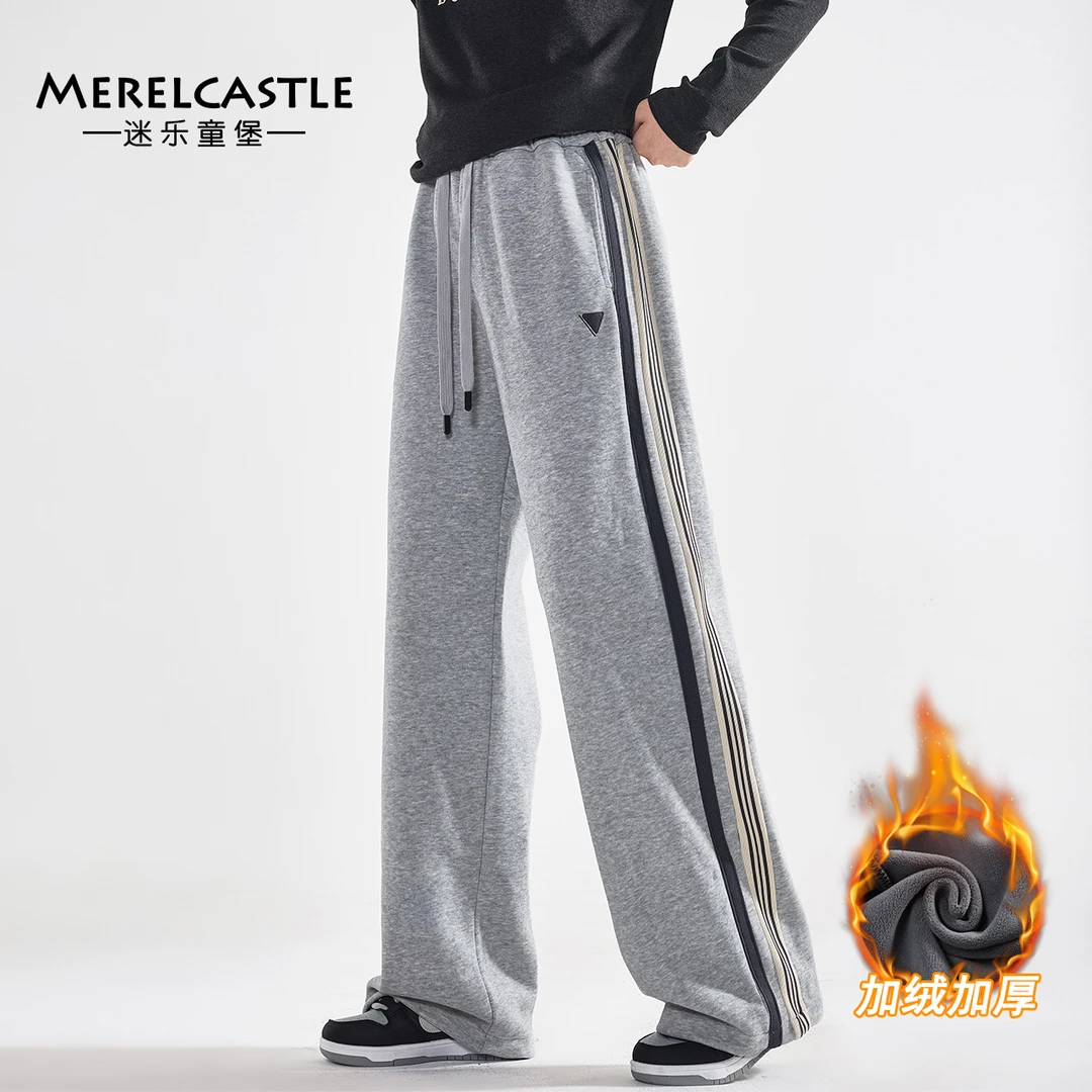 C4039女童加绒运动裤秋冬2024新款初中生秋装裤子大童阔腿裤卫裤
