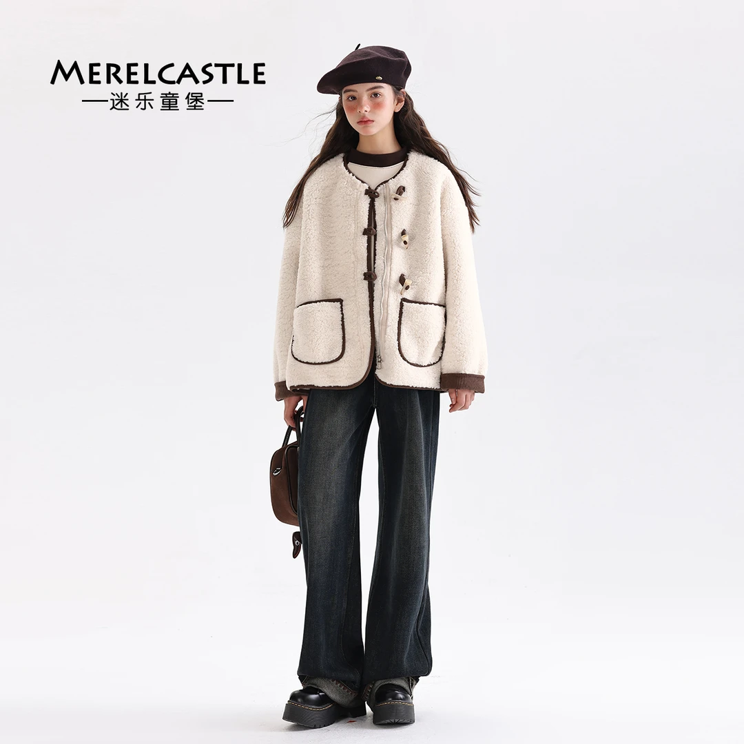 C4282女童夹棉外套中大儿童冬季加厚时尚洋气披肩两件套