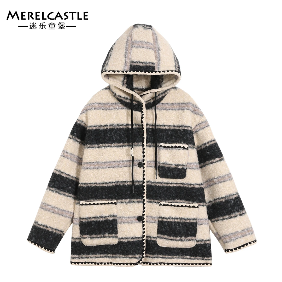 C4456女大童加绒连帽外套青少年冬季加厚保暖大衣时尚冬装新款