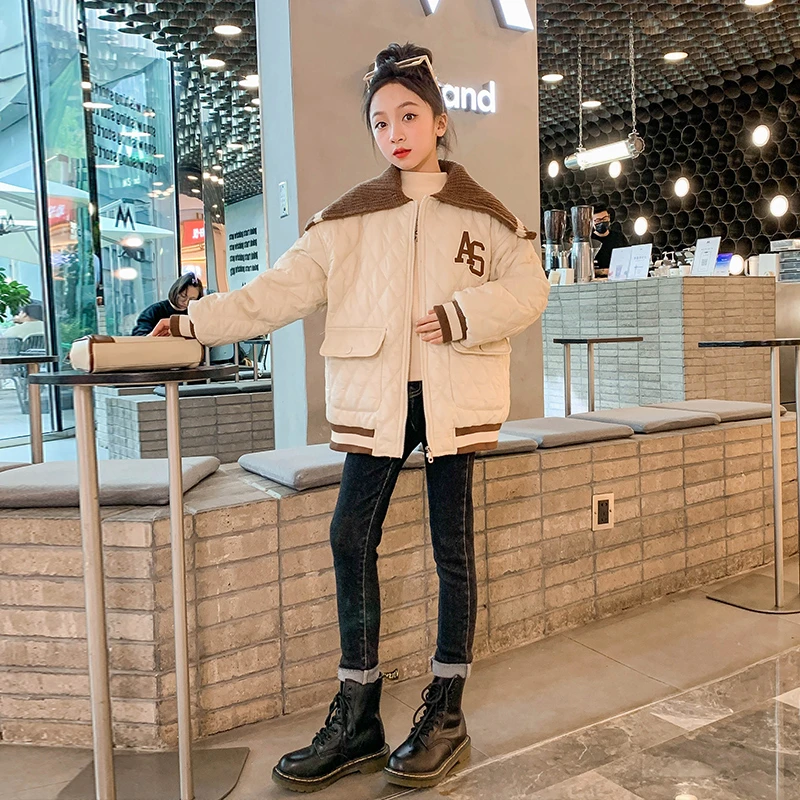 女童冬款时尚加厚棉服2023冬款韩版休闲洋气保暖百搭外套2943