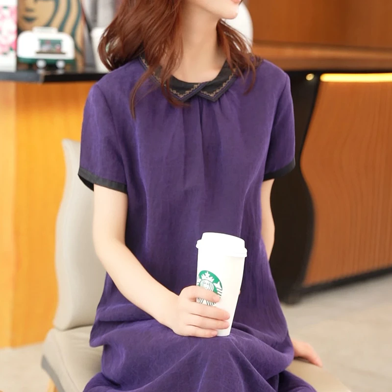夏季新款2025大牌杭州丝绸真丝连衣裙女气质妈妈香云纱桑蚕丝裙子