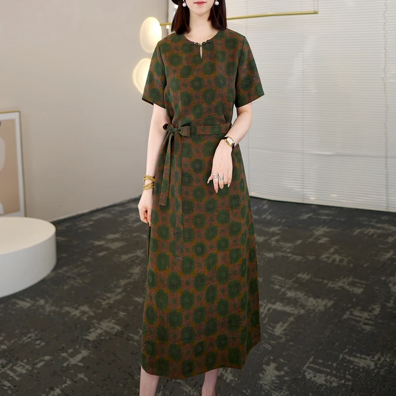 新款七夕浪漫大牌杭州丝绸真丝连衣裙女香云纱气质妈妈桑蚕丝裙子