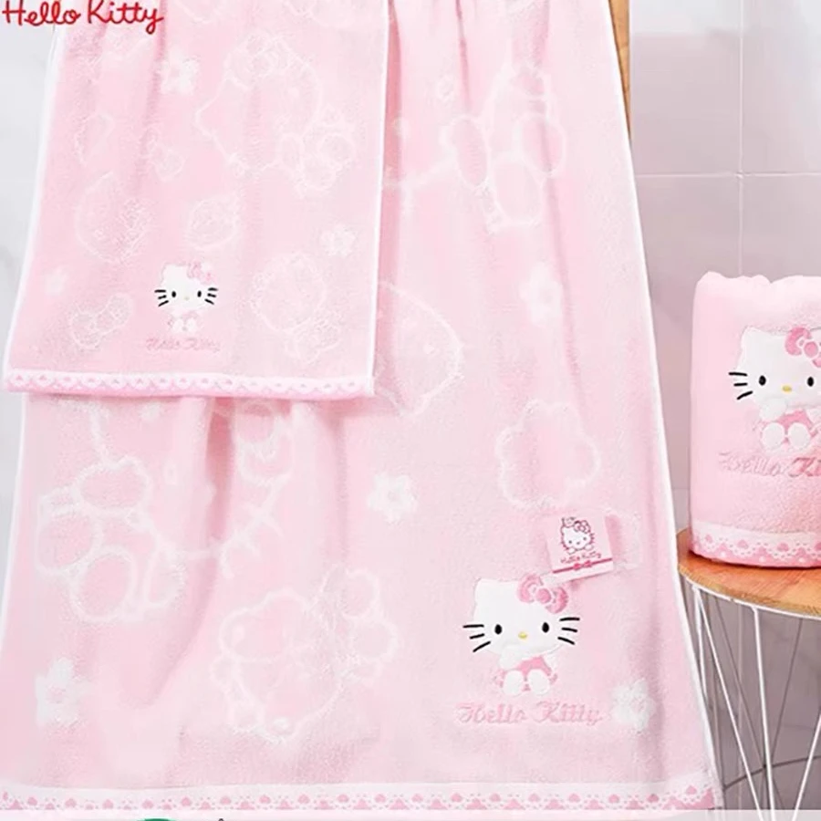 KT猫甜蜜花园薄款双层家用裹巾浴巾柔软吸水
