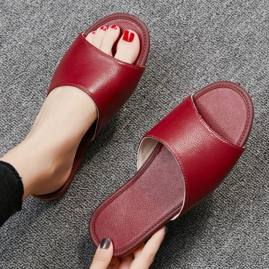 【头层牛皮】真皮家居皮拖鞋男女情侣室内家用防滑实心底凉拖鞋夏