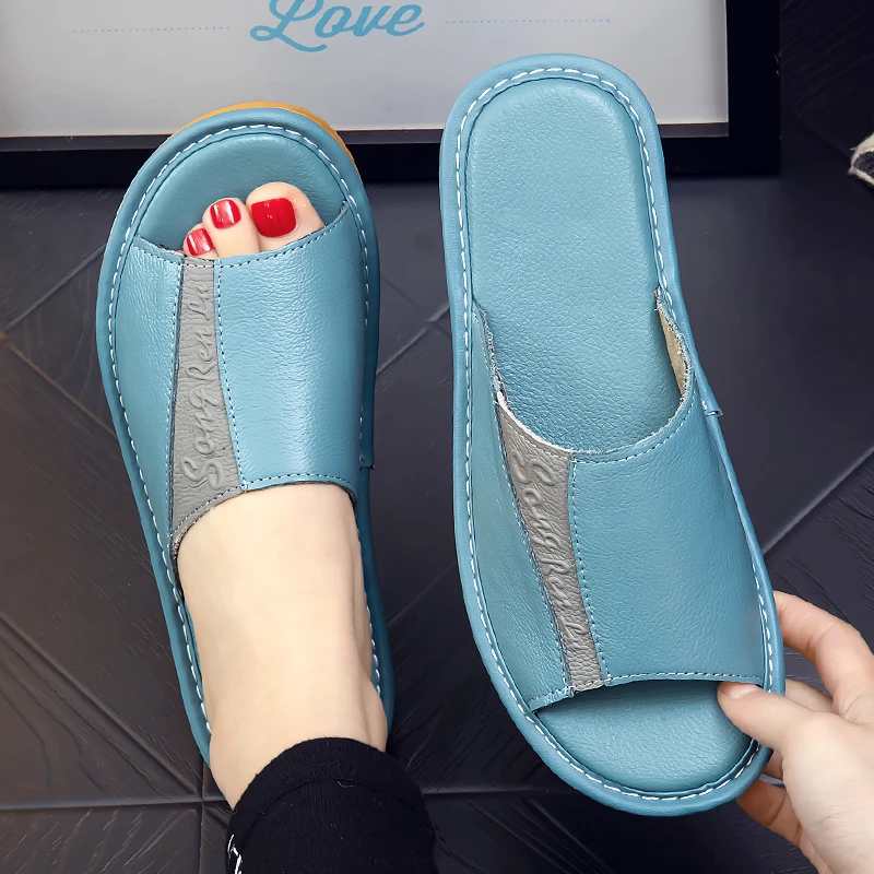 【头层牛皮】真皮家居皮拖鞋男女情侣室内家用防滑实心底凉拖鞋夏