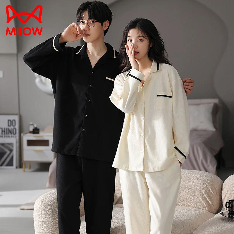 猫人情侣女春秋款2024新款男女士长袖秋冬季可外穿家居服套装