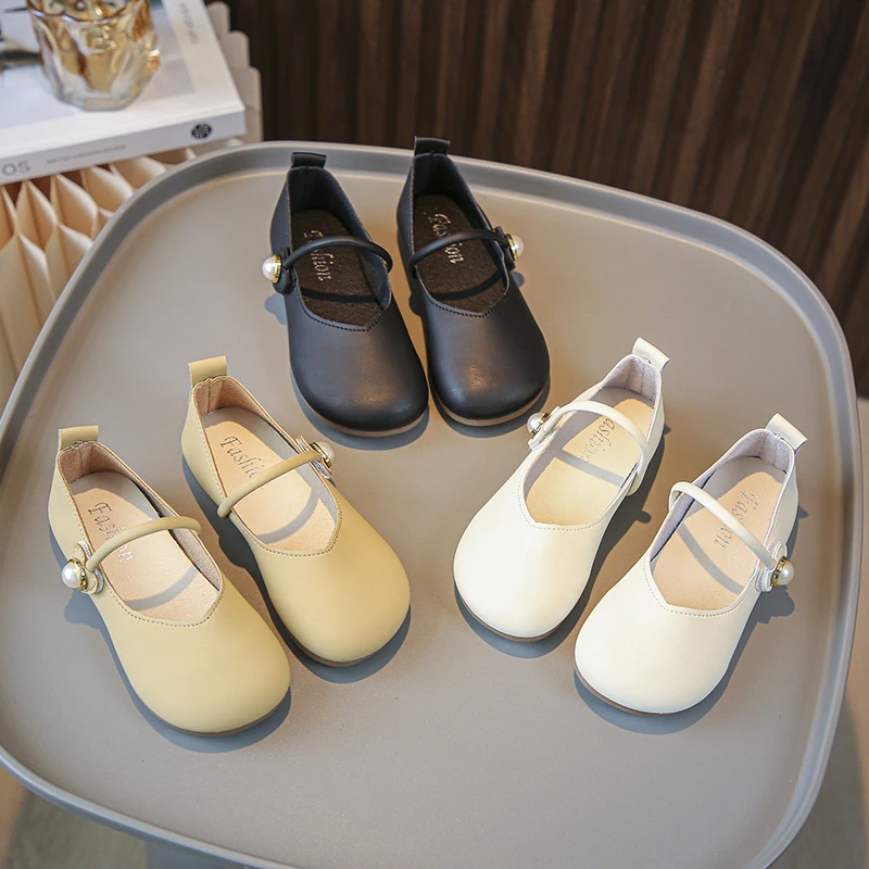 女童小皮鞋2024春秋新款英伦风黑色软底单鞋时尚魔术贴精致宝宝鞋