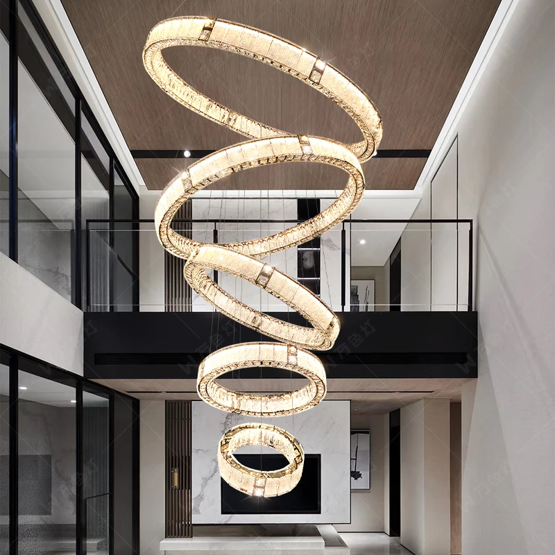 松图北欧轻奢led水晶大气别墅挑复式楼挑空大厅水晶大吊灯创意